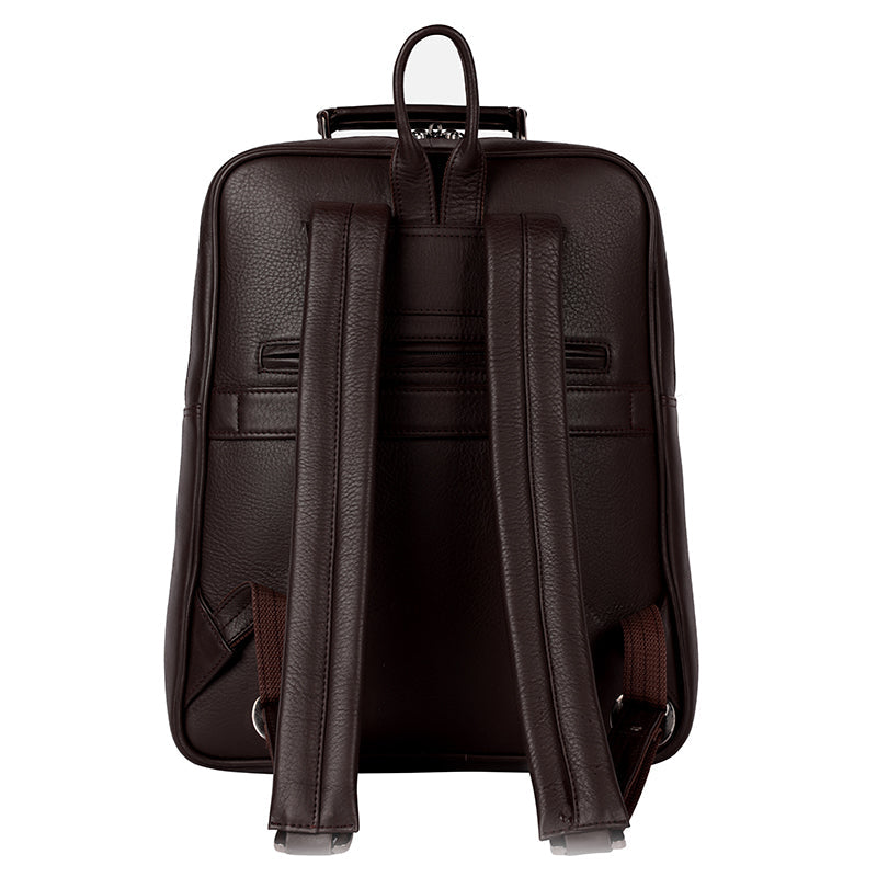 MarkStyling – Classic Dark Brown Smooth Leather Backpack with Minimalist Front Pocket