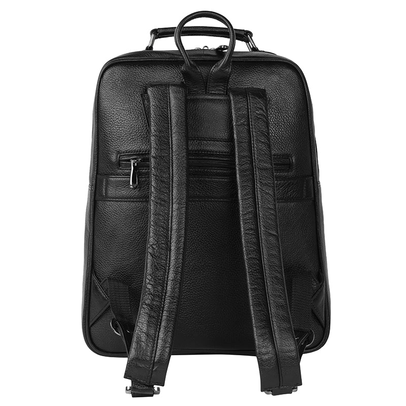 MarkStyling – Croc-Textured Black Leather Backpack with Top Handle