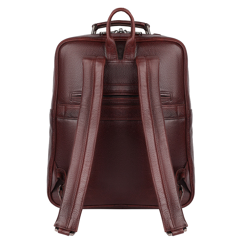 MarkStyling – Croc-Textured Maroon Leather Backpack with Top Handle