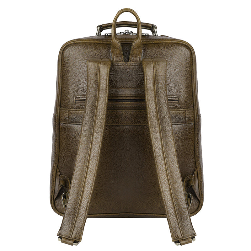 MarkStyling – Croc-Textured Olive Green Leather Backpack with Top Handle