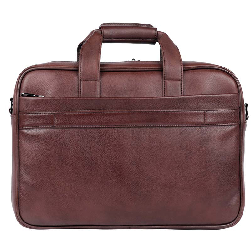 MarkStyling – Rich Maroon Leather Office Laptop Bag with Buckle Flap Pocket Design