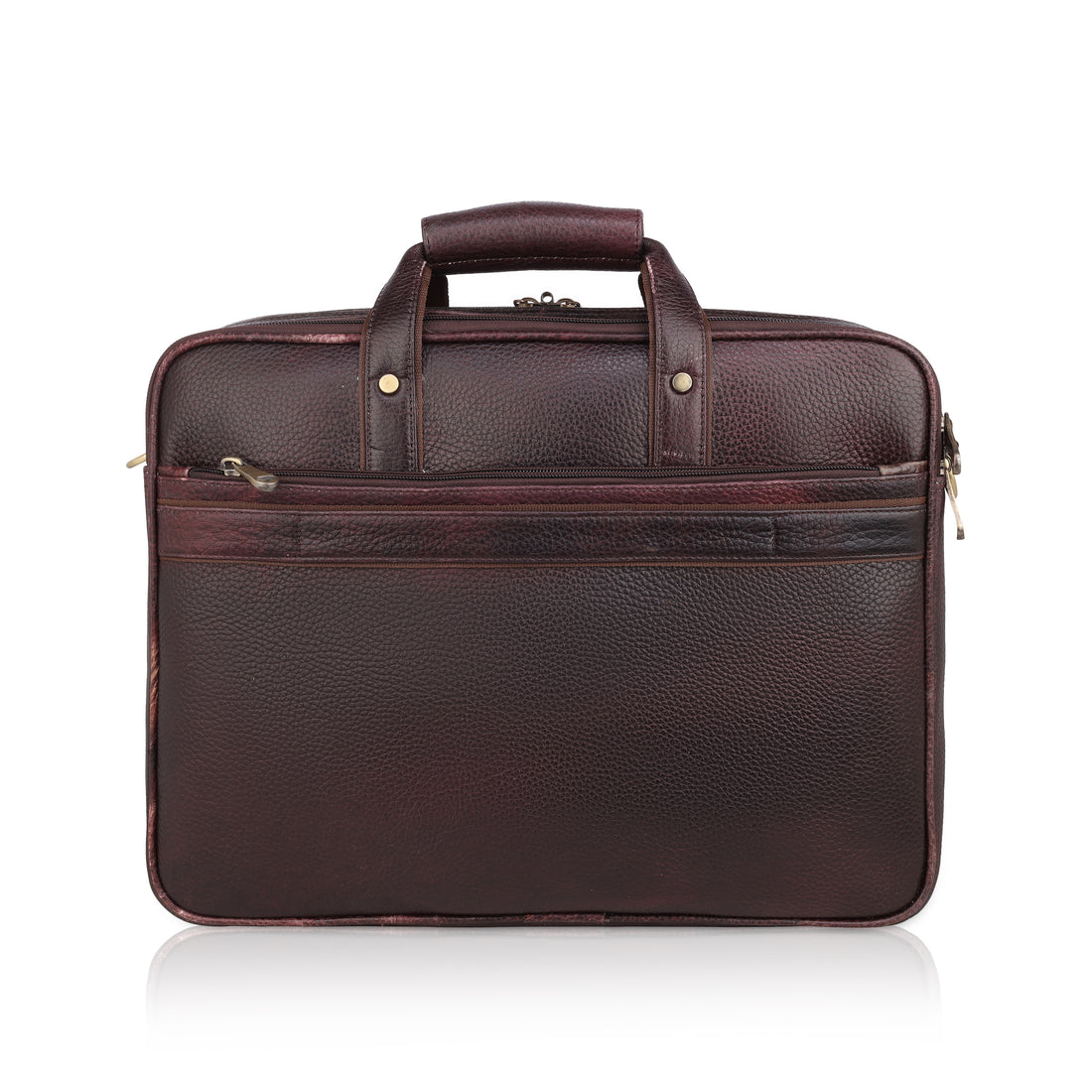 MarkStyling – Premium Dark Brown Leather Laptop Bag with Dual Zipper