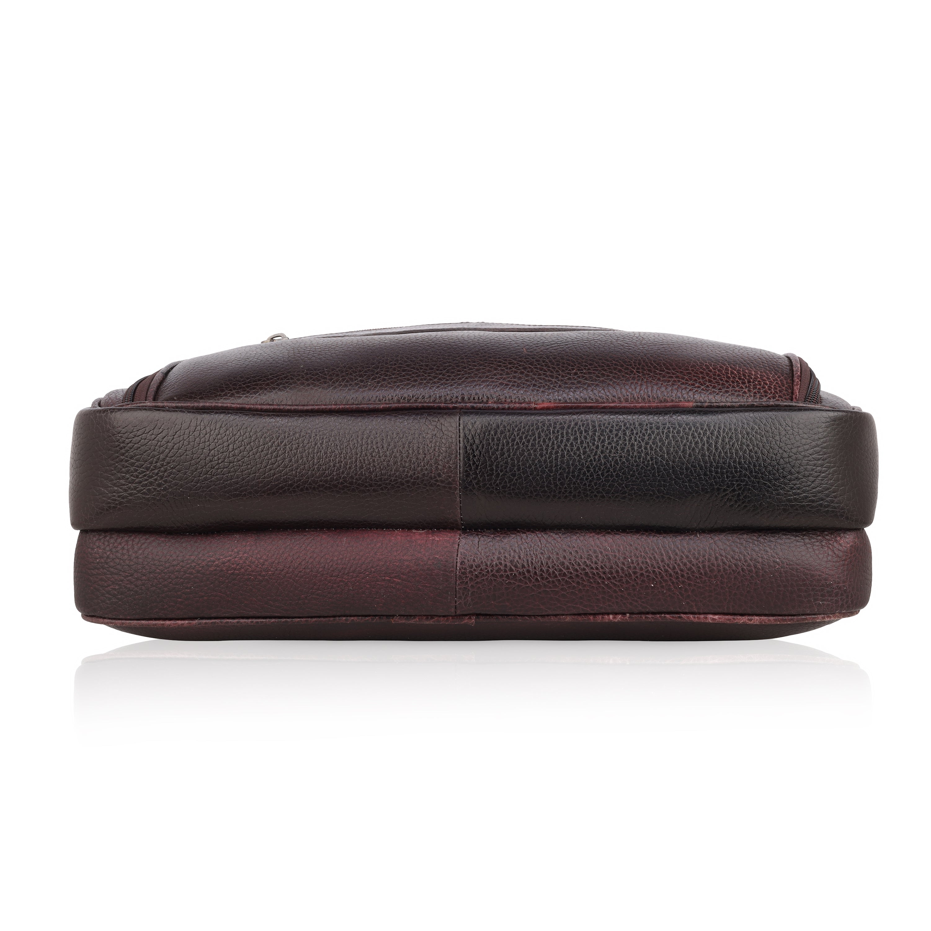 MarkStyling – Premium Dark Brown Leather Laptop Bag with Dual Zipper