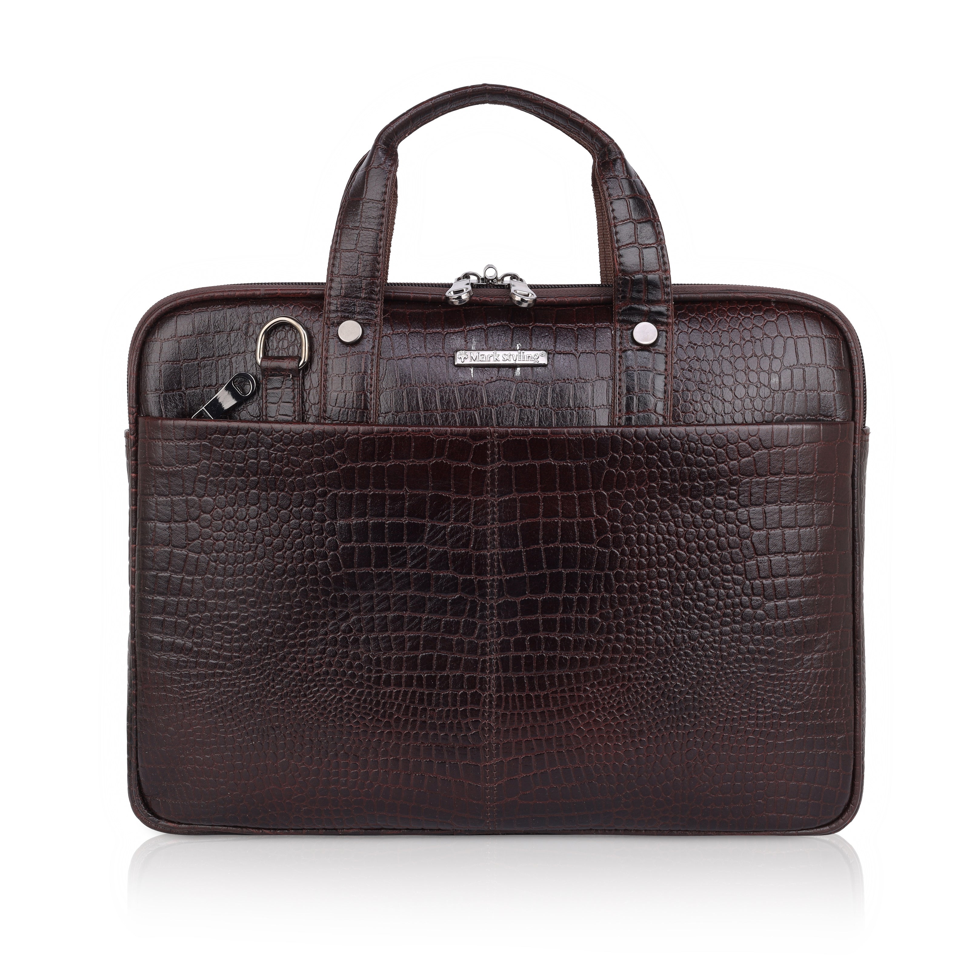MarkStyling Crocodile Texture Laptop Bag – Luxurious Finish with Professional Appeal
