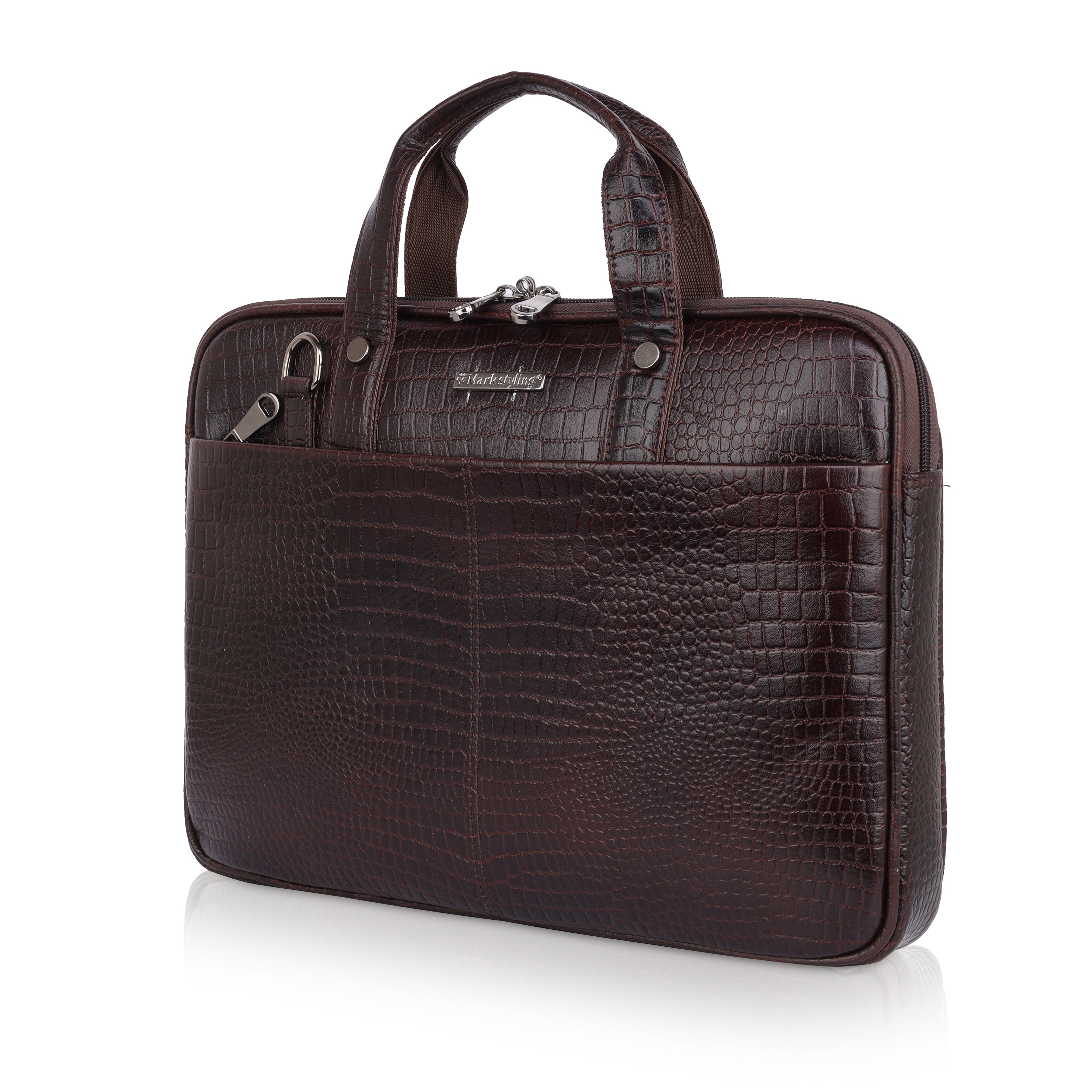 MarkStyling Crocodile Texture Laptop Bag – Luxurious Finish with Professional Appeal