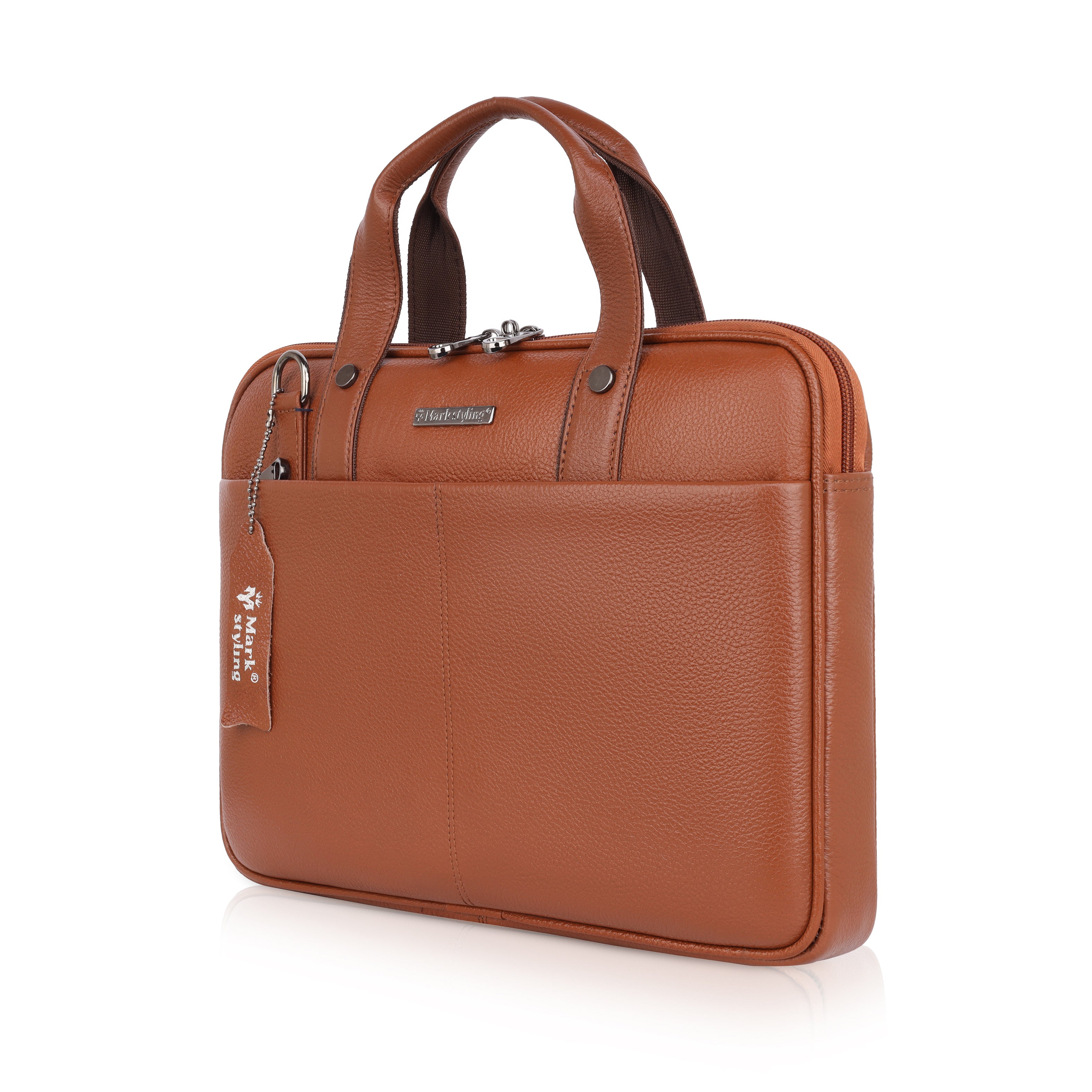 MarkStyling Tan Textured Laptop Bag for Professionals – Slim & Stylish Design