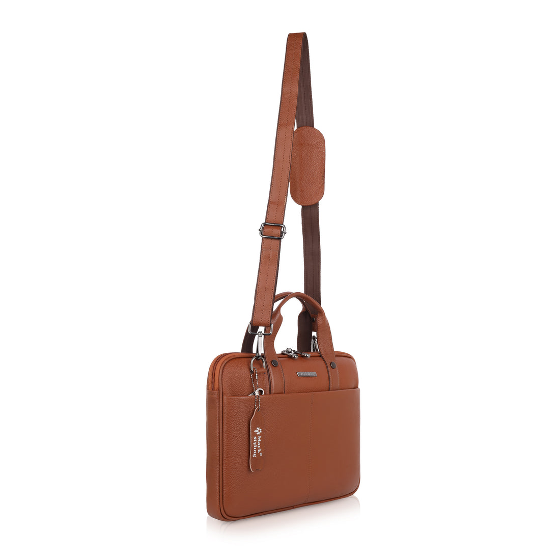 MarkStyling Tan Textured Laptop Bag for Professionals – Slim & Stylish Design
