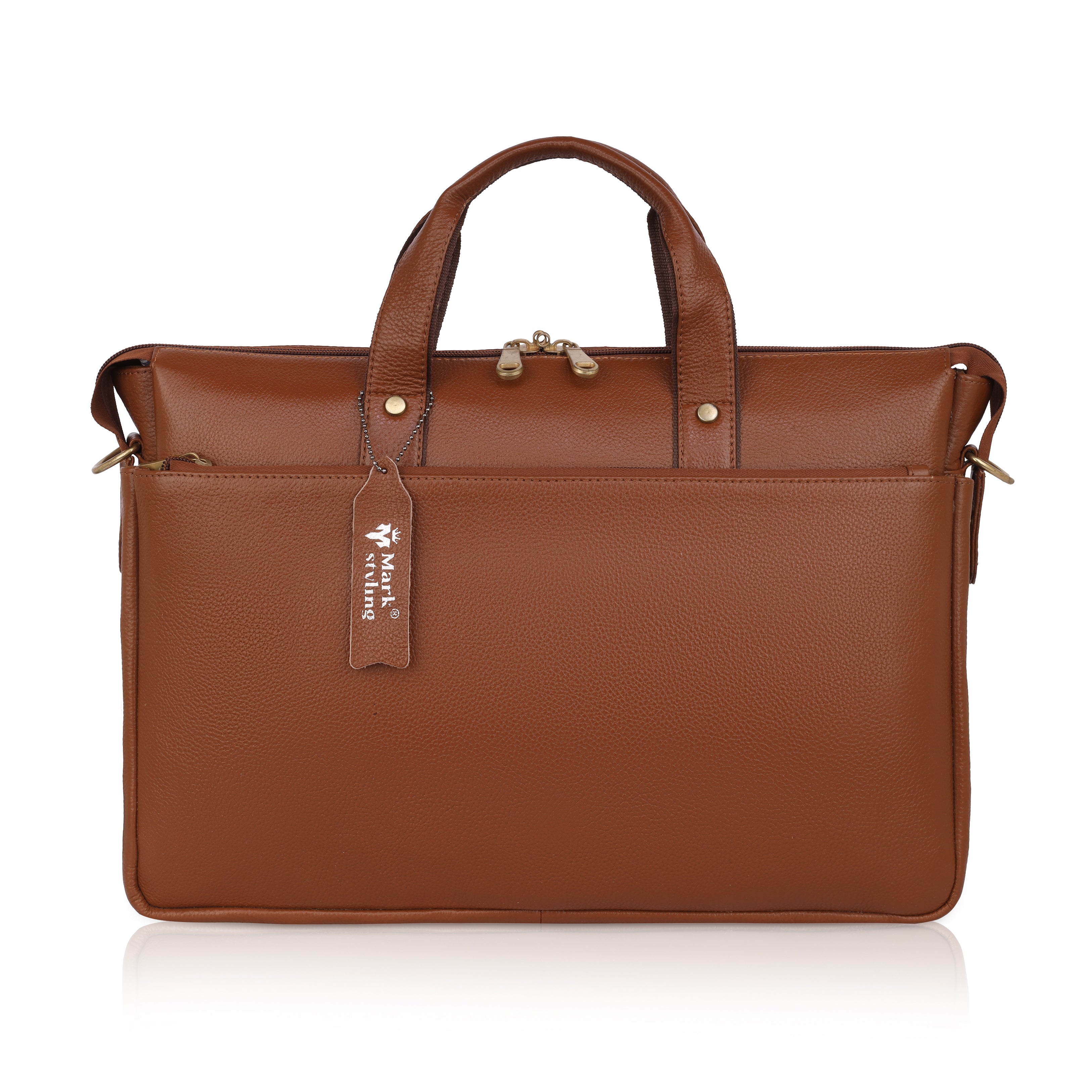 MarkStyling Classic Tan Office Laptop Bag for Men & Women