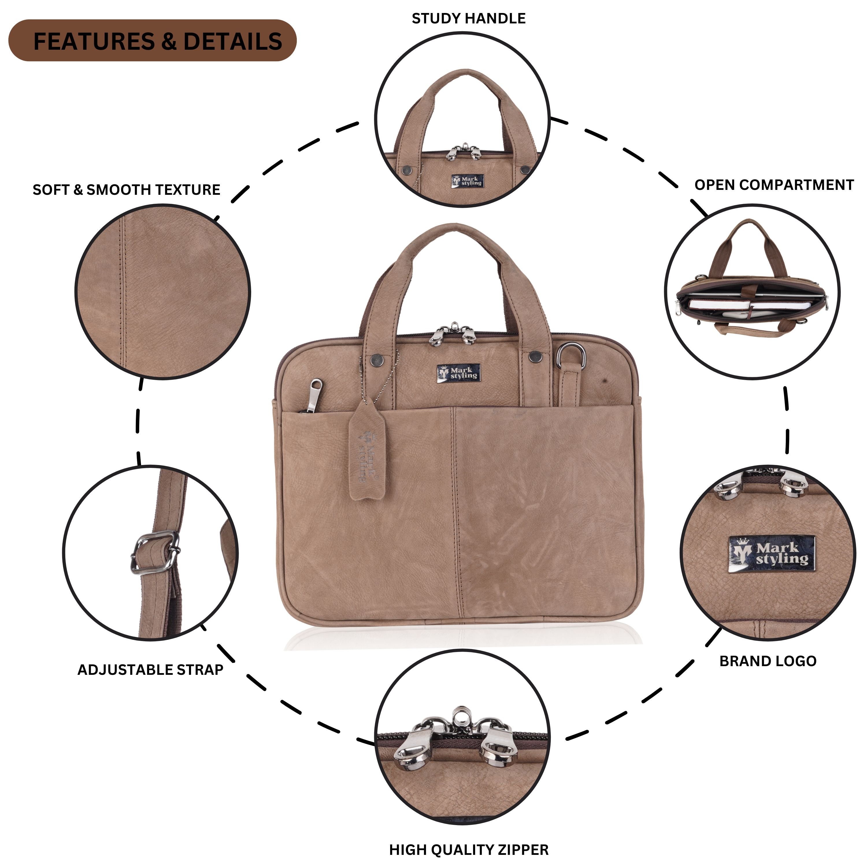 MarkStyling Premium Black Laptop Bag for Men & Women