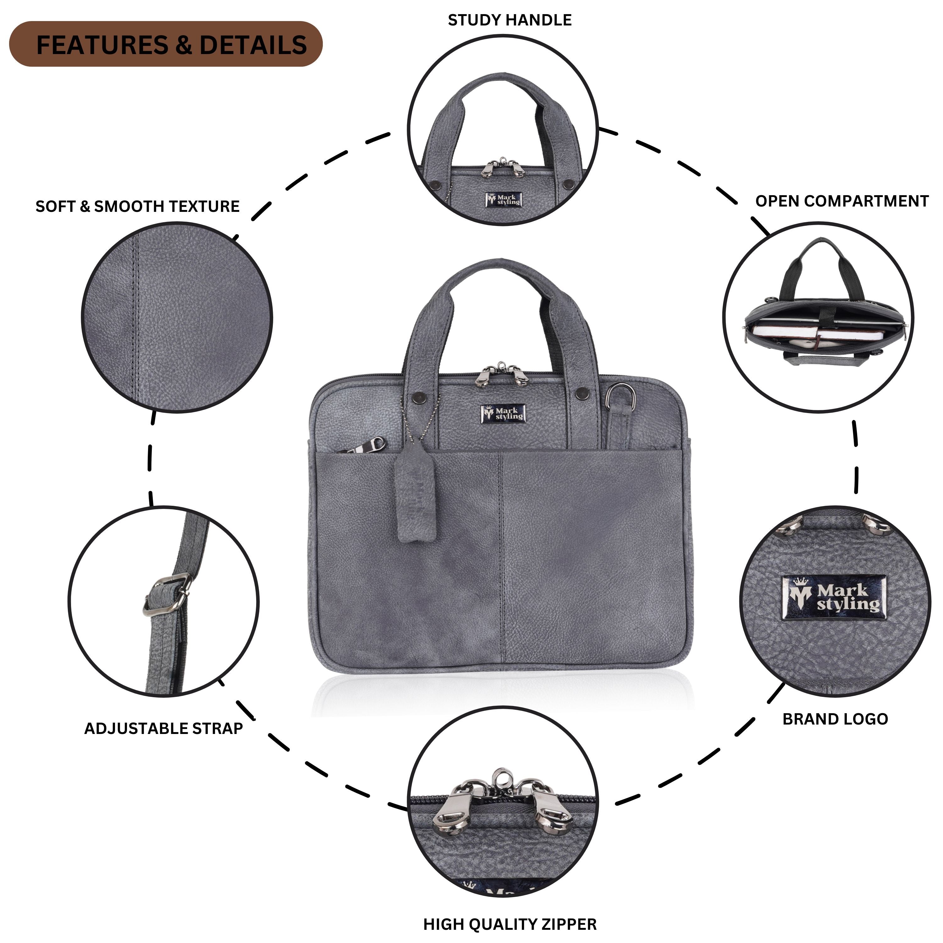 MarkStyling Premium Black Laptop Bag for Men & Women