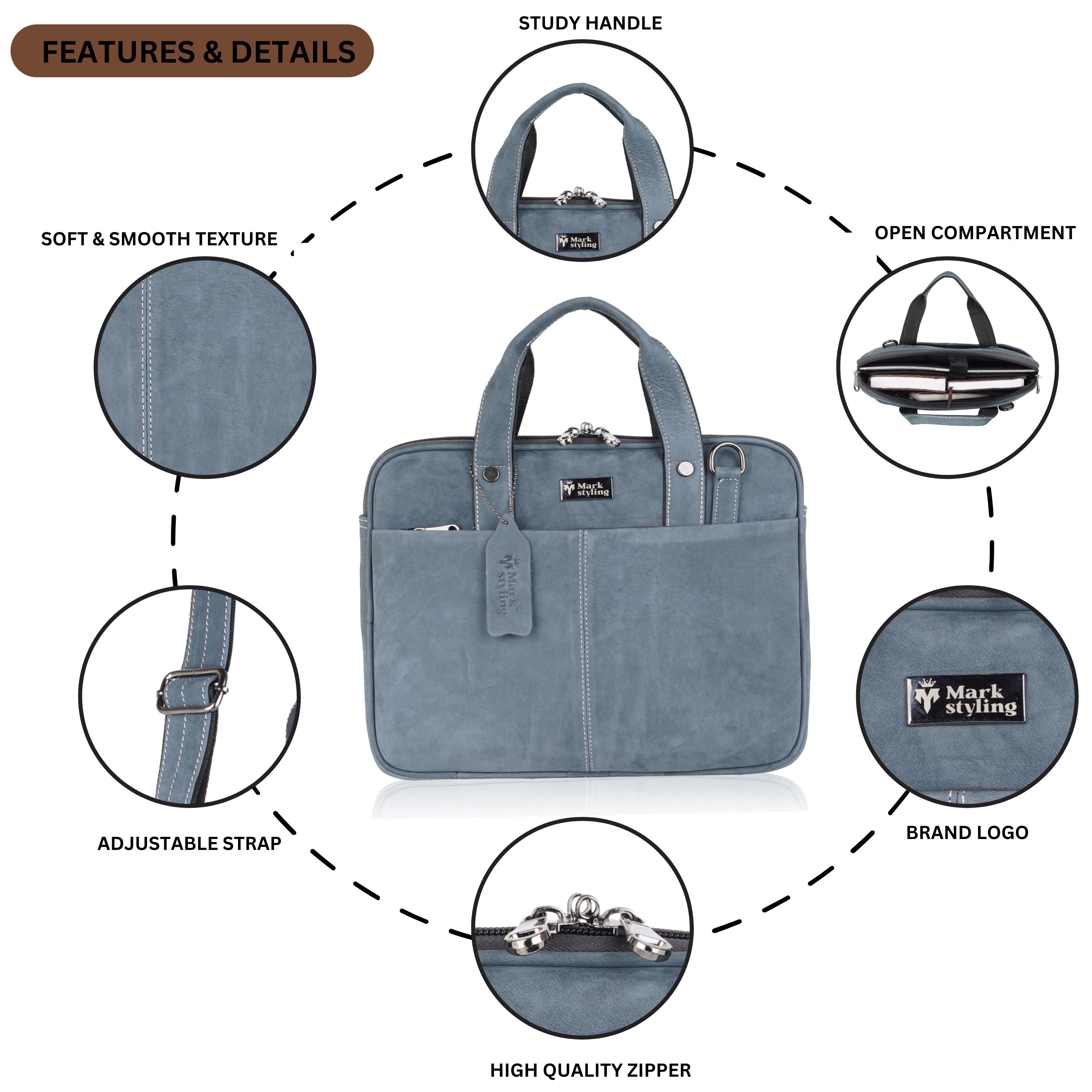 MarkStyling Premium Black Laptop Bag for Men & Women