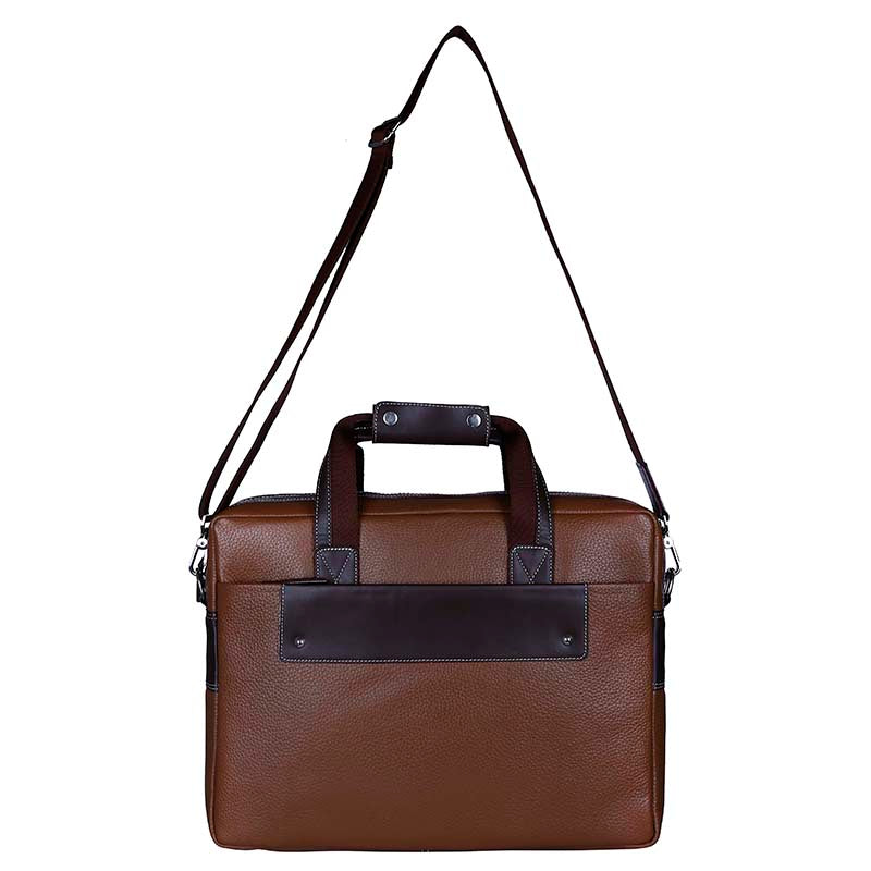 MarkStyling – Two-Tone Leather Laptop Bag with Contrast Stitching