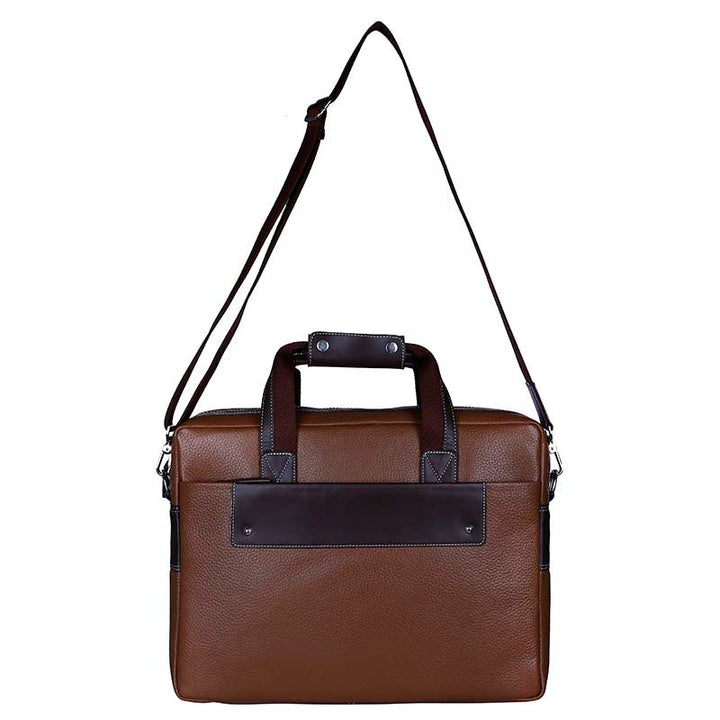 MarkStyling – Two-Tone Leather Laptop Bag with Contrast Stitching