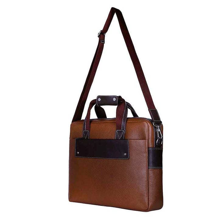 MarkStyling – Two-Tone Leather Laptop Bag with Contrast Stitching