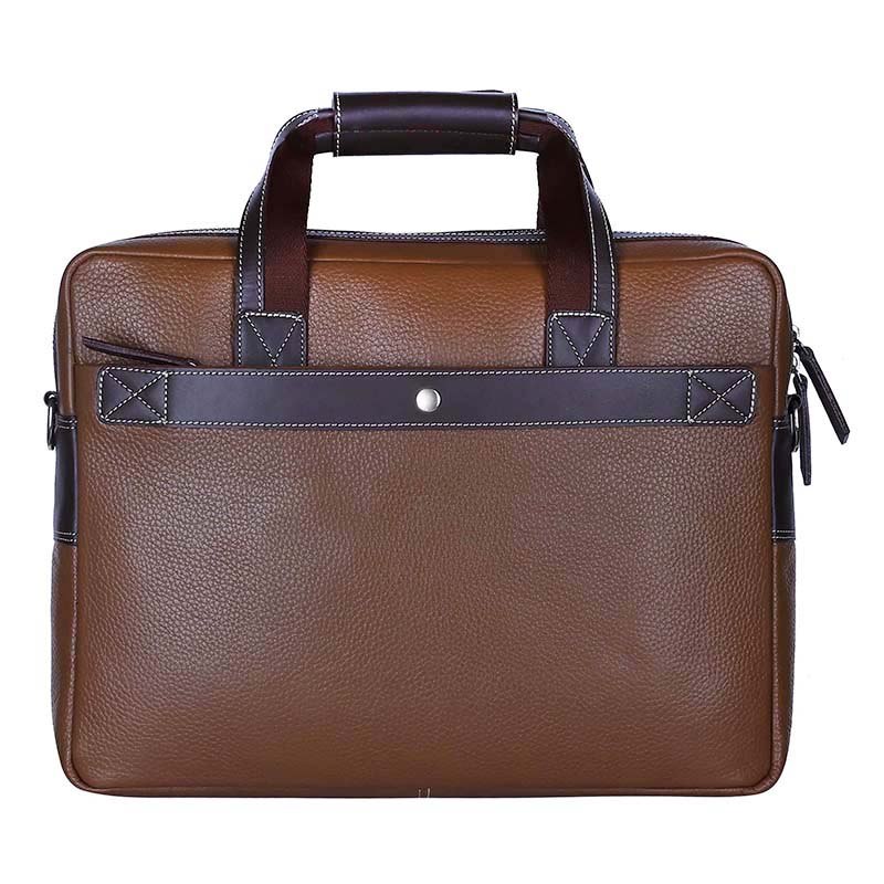 MarkStyling – Two-Tone Leather Laptop Bag with Contrast Stitching