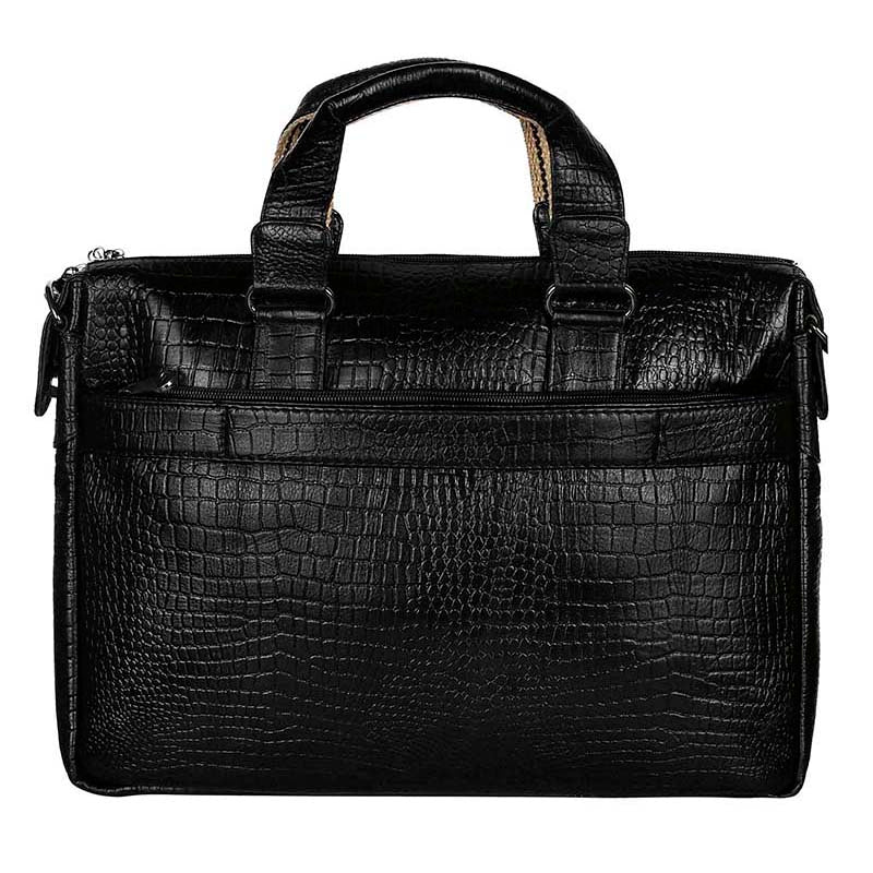 MarkStyling – Black Crocodile-Textured Leather Laptop Bag