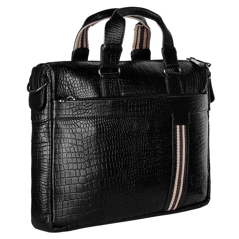 MarkStyling – Black Crocodile-Textured Leather Laptop Bag