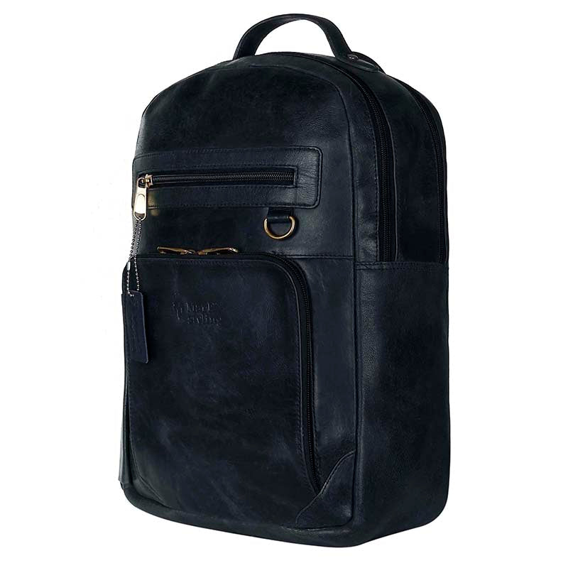 MarkStyling – Premium Black Leather Backpack with Gold Accents