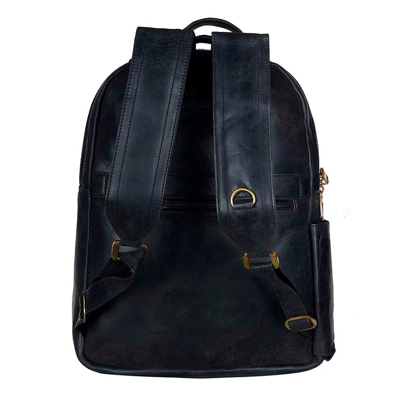 MarkStyling – Premium Black Leather Backpack with Gold Accents