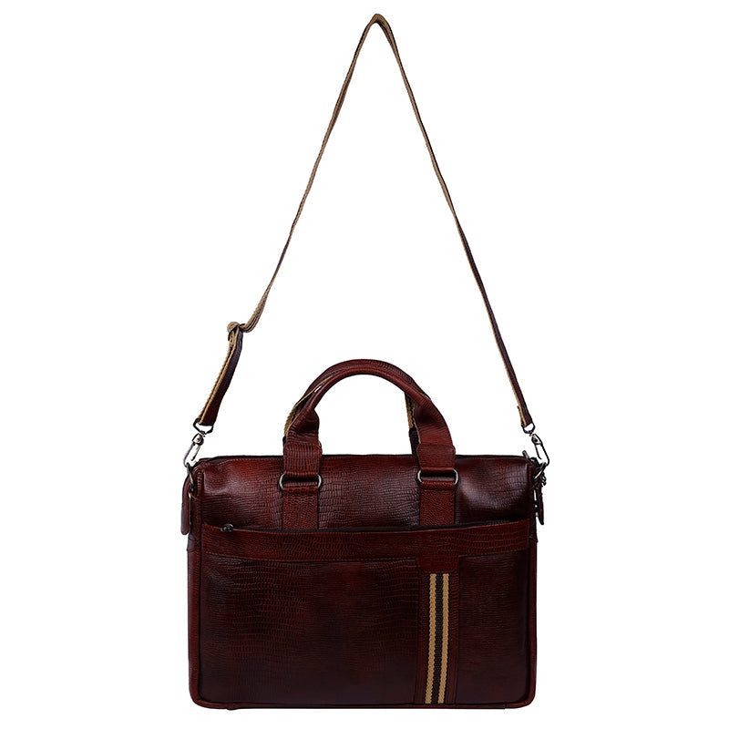 MarkStyling – Maroon Textured Laptop Bag with Dual Stripe Accent