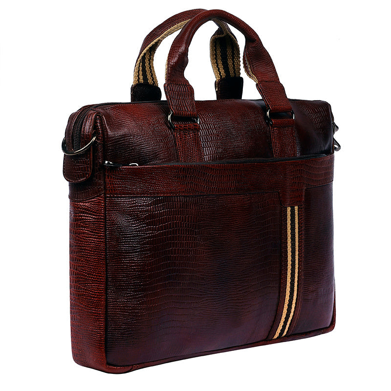 MarkStyling – Maroon Textured Laptop Bag with Dual Stripe Accent
