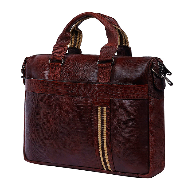 MarkStyling – Maroon Textured Laptop Bag with Dual Stripe Accent