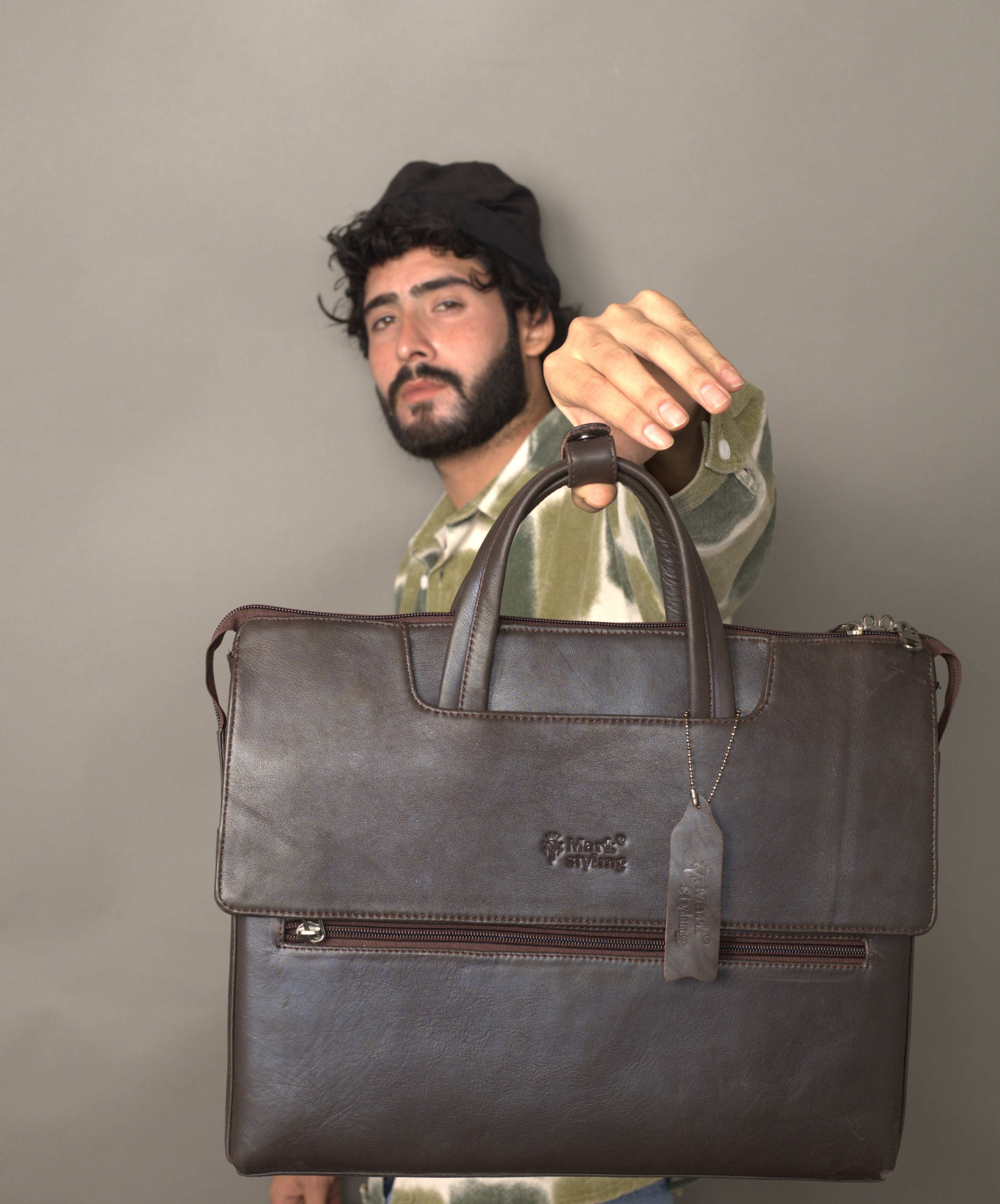 MarkStyling – Unisex – Classic Brown Leather Laptop Bag