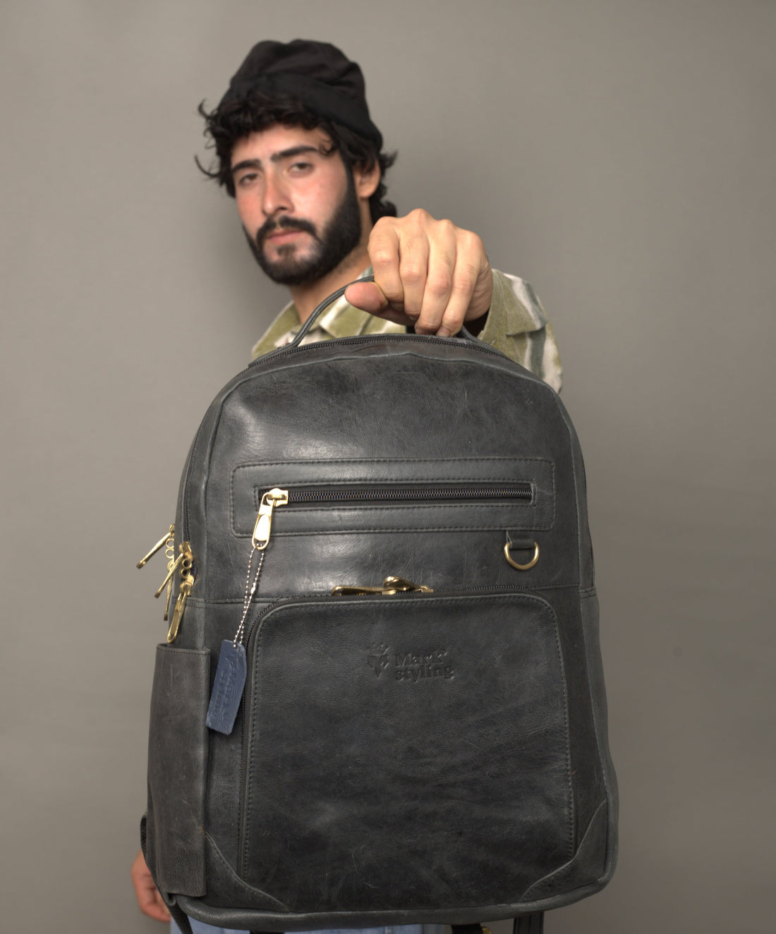 MarkStyling – Unisex – Midnight Voyager Leather Backpack