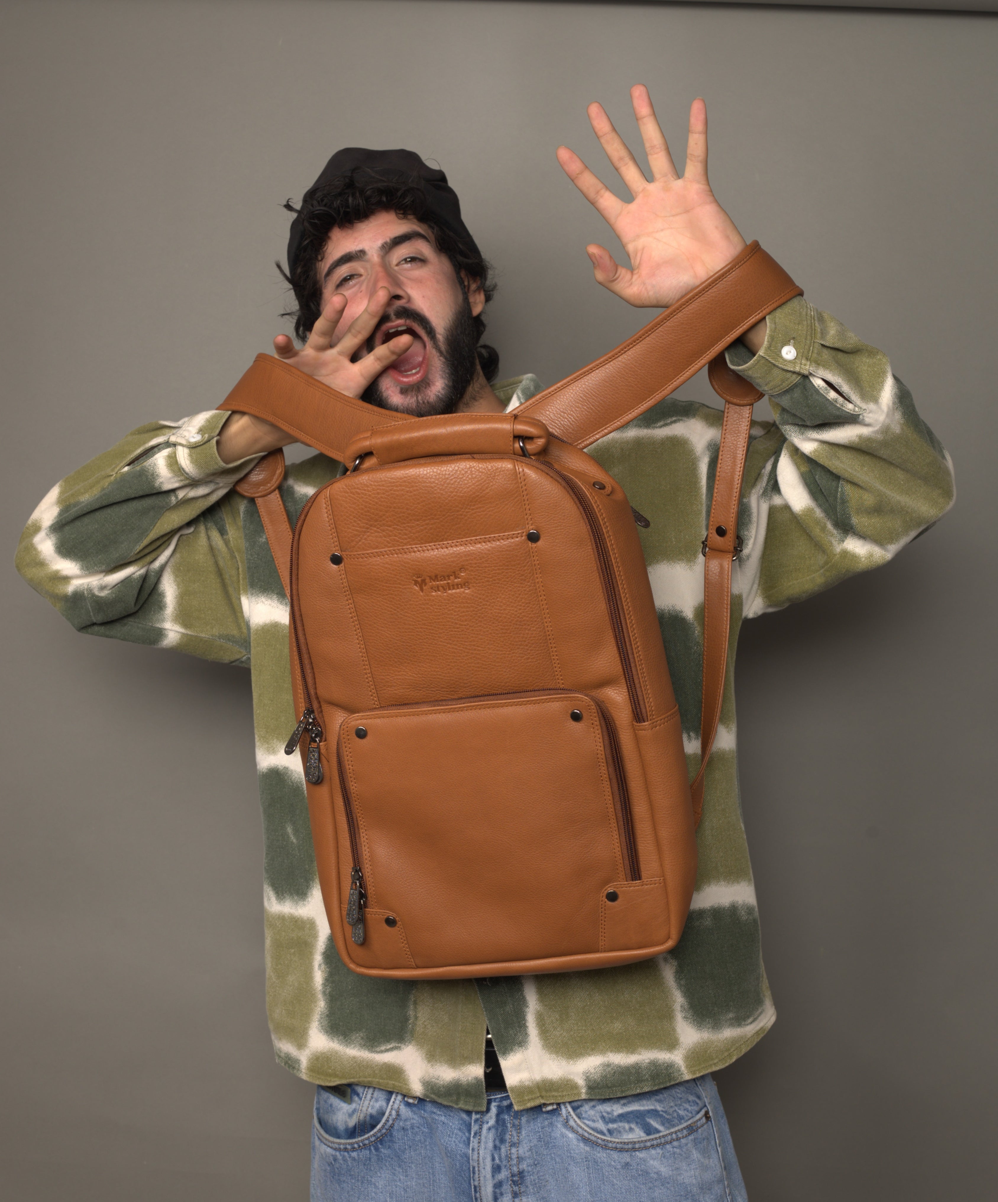 MarkStyling – Unisex – Kashi Tan Sling Backpack