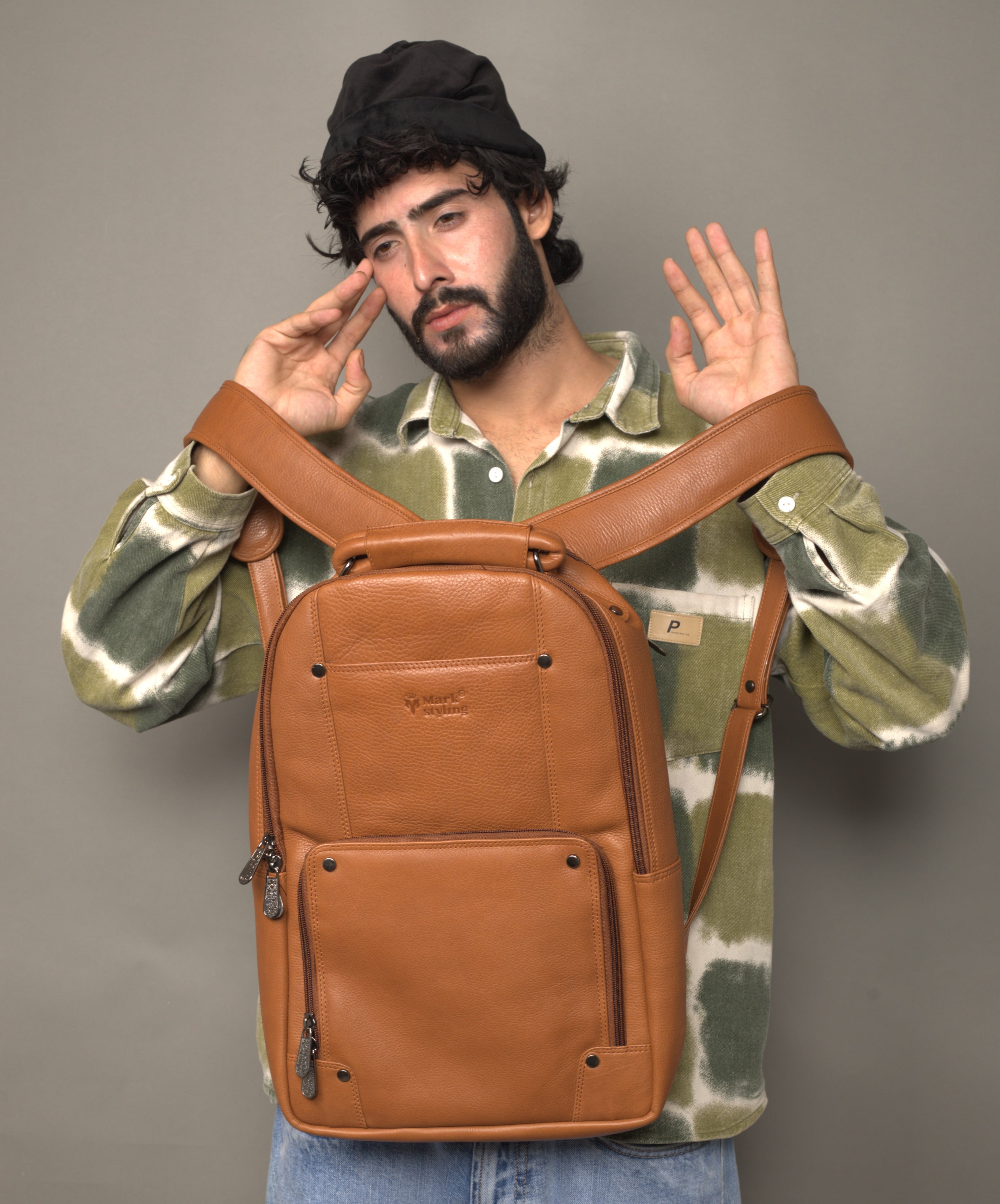 MarkStyling – Unisex – Kashi Tan Sling Backpack