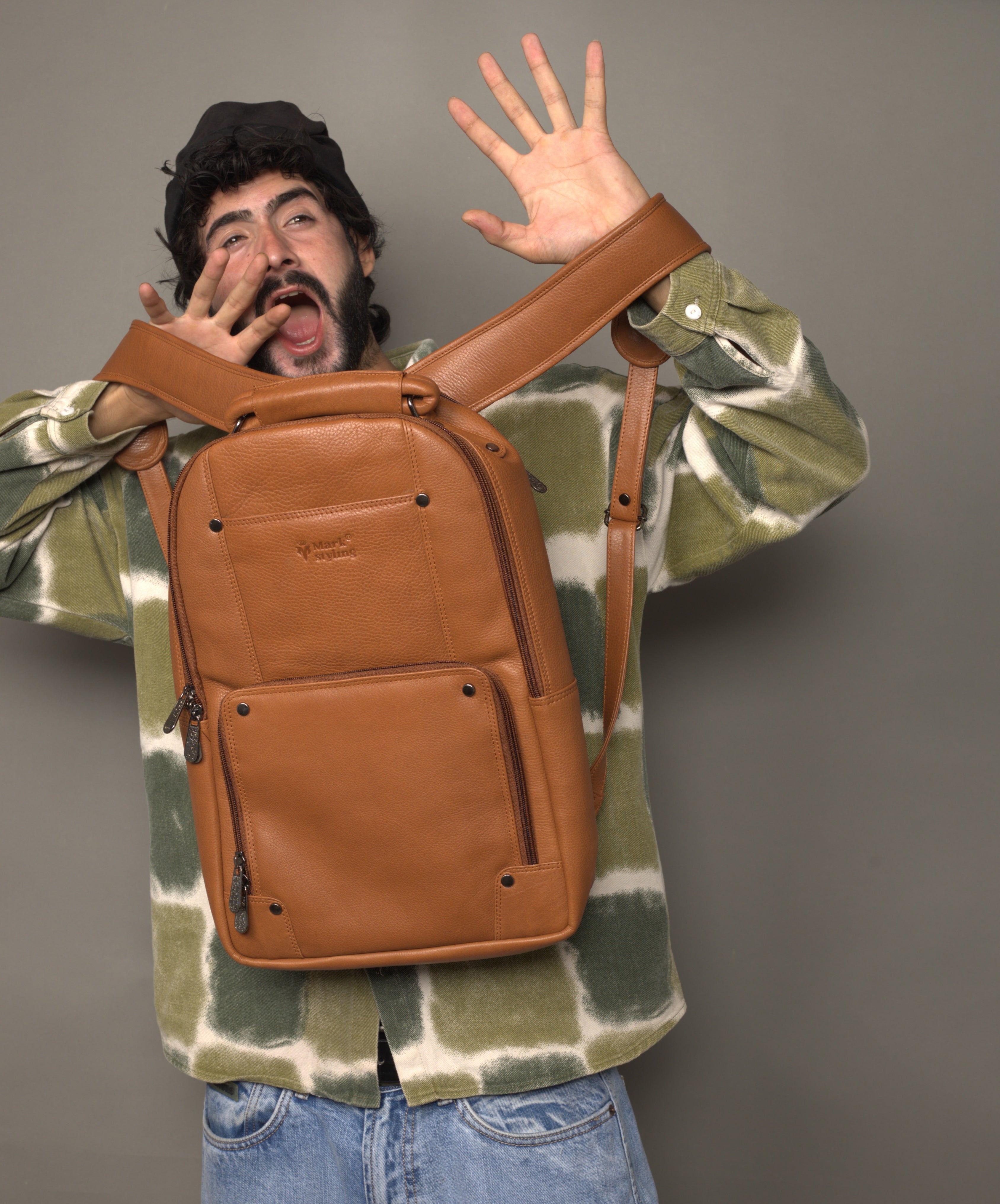 MarkStyling – Unisex – Kashi Tan Sling Backpack