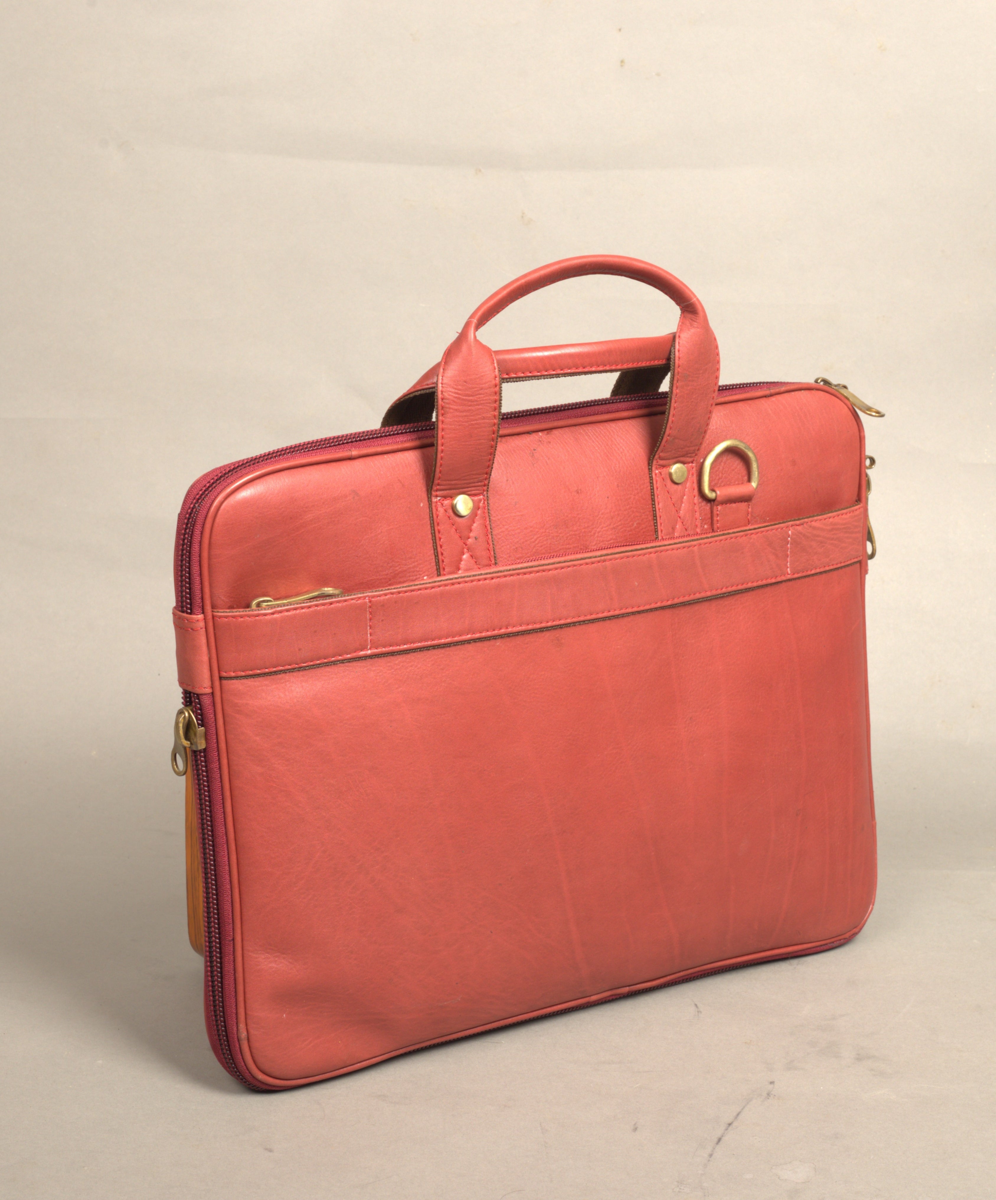MarkStyling – Unisex – Vintage Red Leather Office Bag
